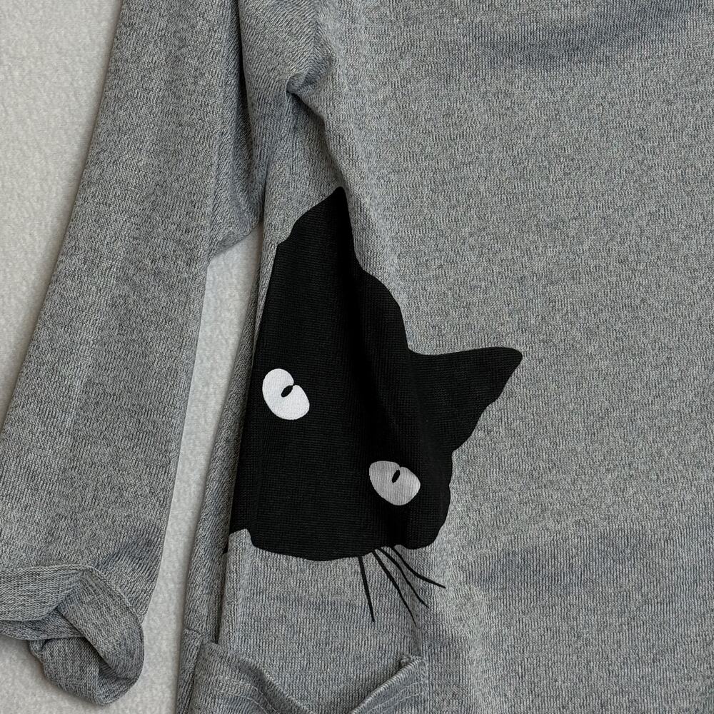 Cat Hoodie Cellabie Heathered Pullover Size‎ 2XL Kawaii Lounge Normcore New